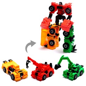 Роботы «Строительный отряд», с трансформацией, собираются в 1 робота, 3 штуки, в пакете