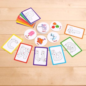 Набор пиши-стирай «Учу и пишу буквы», карточки с буквами и картинками, маркер, в пакете
