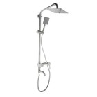Душевая система ZEIN Z1007, смеситель, тропическая и ручная лейки квадрат, стойка, сатин - Фото 6