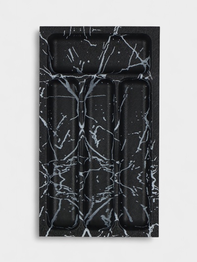 Лоток для столовых приборов BARONESS «Пегас», 36×20×5 см, 4 отделения, пластик, чёрная