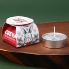 Новогодняя свеча чайная «Снежный кролик», без аромата, 4 х 4 х 1,5 см. - Фото 2