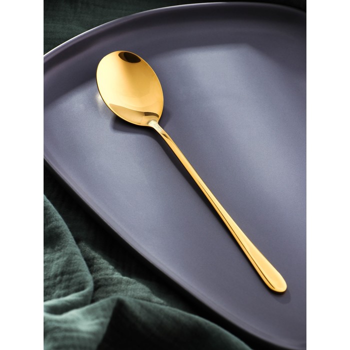 Ложка столовая Magistro Elegance, длина 21 см, толщина 2 мм, нержавеющая сталь, золотистая - Фото 1