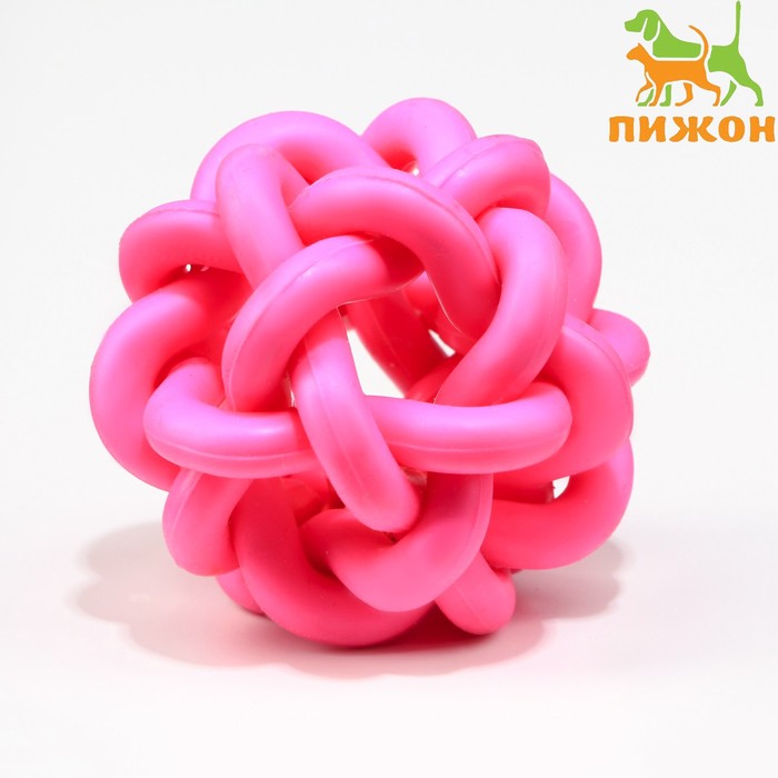 Игрушка резиновая "Молекула" с бубенчиком, 4 см, розовая - Фото 1