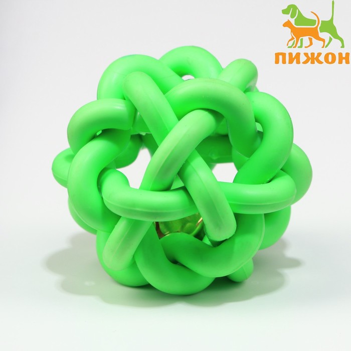 Игрушка резиновая "Молекула" с бубенчиком, 4 см, зелёная - Фото 1