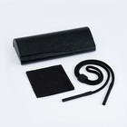 Футляр для очков, шнурок, салфетка, набор, экокожа, чёрный - Фото 2