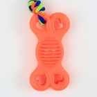 Игрушка жевательная с канатом "Косточка на привязи", 9,5 см, розовая - фото 8789235