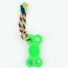Игрушка жевательная с канатом "Косточка на привязи", 9,5 см, зелёная - Фото 2