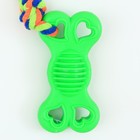 Игрушка жевательная с канатом "Косточка на привязи", 9,5 см, зелёная - Фото 4