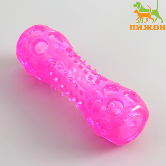 Игрушка-палка из термопластичной резины с утопленной пищалкой, розовая - Фото 1