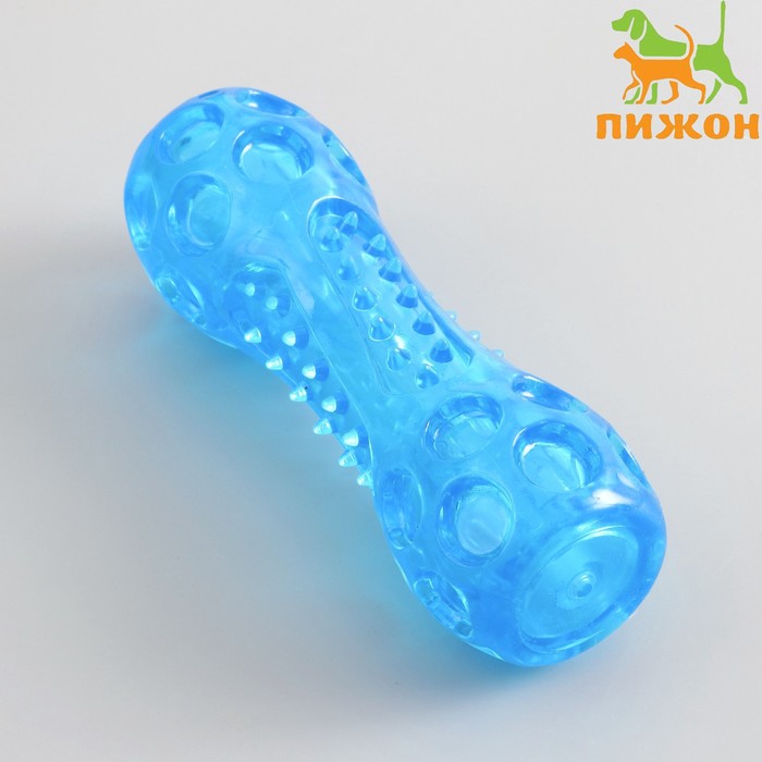 Игрушка-палка из термопластичной резины с утопленной пищалкой, синяя - Фото 1