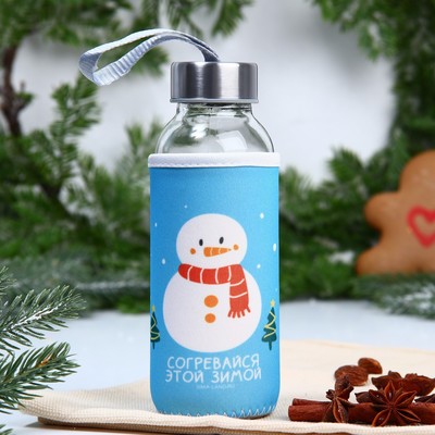 Бутылка для воды в чехле новогодняя «Согревайся этой зимой», 350 мл
