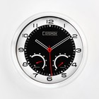Часы настенные, серия: Интерьер, "Скорость", плавный ход, термометр, гигрометр, d-32 см - фото 2143944