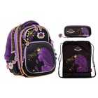 Рюкзак каркасный 35 х 28 х 15 см, Across, наполнение: мешок, пенал, брелок, фиолетовый - фото 2204254