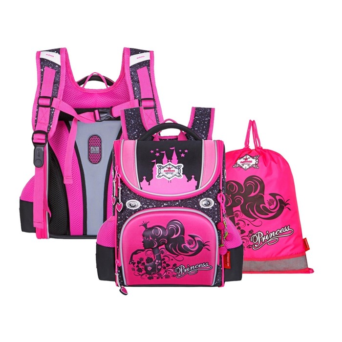 Ранец школьный Стандарт, раскладной, 35×22×12 см, Across 191, наполнение: мешок, розовый ACR=22-191-8 - Фото 1