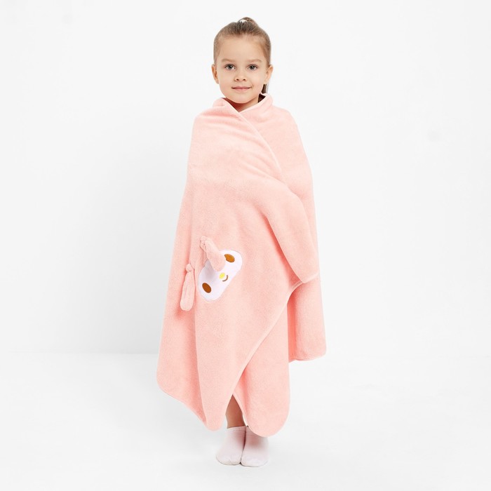 Полотенце детское Крошка Я «Зайчик», 70х140 см, цвет розовый, 100% полиэстер, 360г/м2 - Фото 1