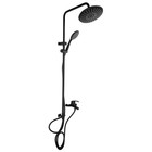Душевая система ZEIN ZS-3F, смеситель, тропическая и ручная лейка 3 режима, латунь, черный - Фото 6