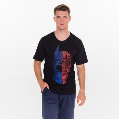 Футболка мужская, цвет черный, face, размер 48