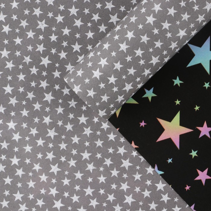 Бумага упаковочная глянцевая двухсторонняя «Звезды», 70 х 100 см - Фото 1