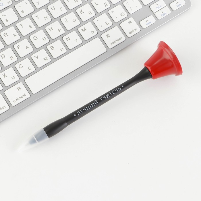 Ручка-колокольчик на подложке «Лучшему учителю», пластик, синяя паста, 0.8 мм - фото 1906019503
