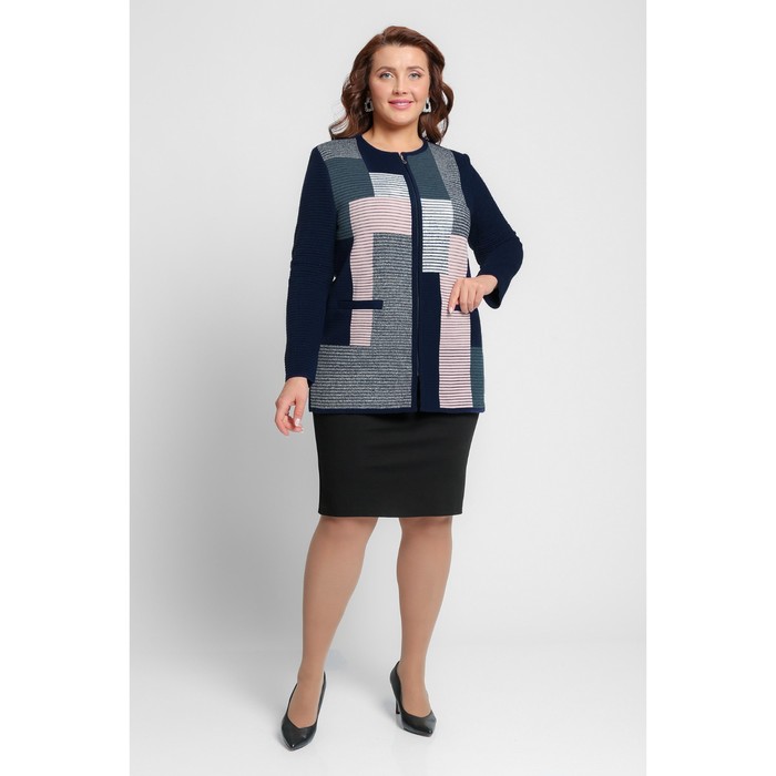 Жакет женский, размер 56, цвет сине-розовый 54915