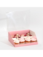 Коробка кондитерская с пластиковой крышкой, упаковка, «Розовый», 25 х 22,5 х 10 см 7689858
