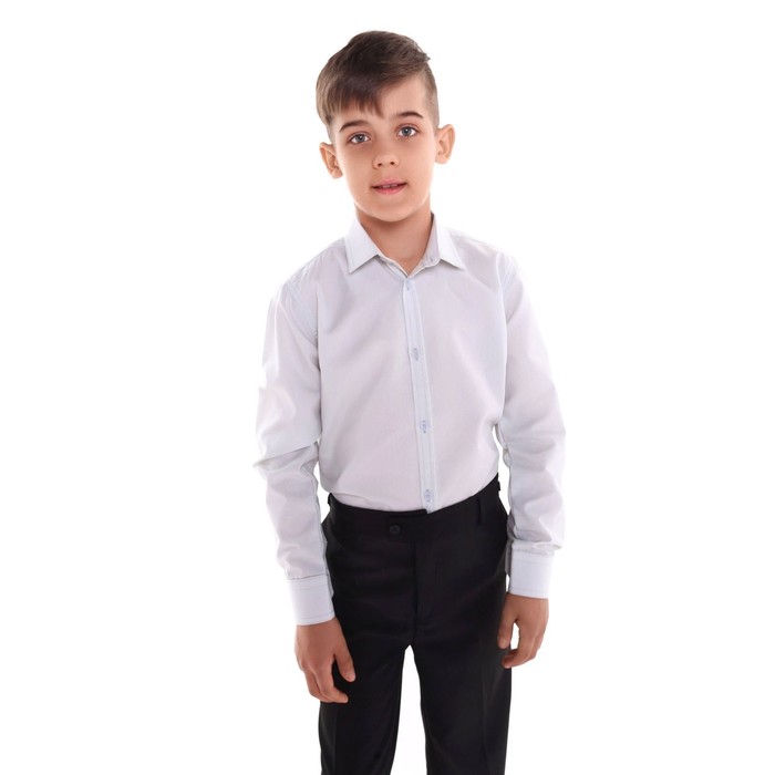 Школьная рубашка для мальчика, цвет серый, рост 122 см - Фото 1