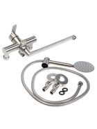 УЦЕНКА Смеситель для ванны ZEIN, картридж керамика 35 мм, с душевым набором, нерж. сталь - Фото 8