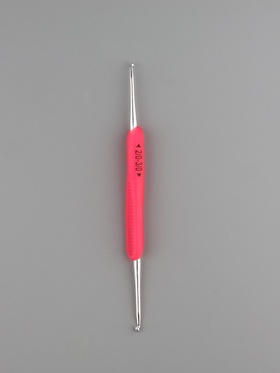 Крючок для вязания, двусторонний, с силиконовой ручкой, d=2/3 мм, 13.5 см, розовый