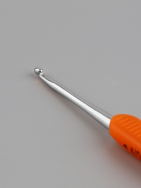 Крючок для вязания, двусторонний, с силиконовой ручкой, d=3/4 мм, 13.5 см, оранжевый (комплект 2 шт)