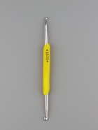 Крючок для вязания, двусторонний, с силиконовой ручкой, d=5/7 мм, 13.5 см, жёлтый - Фото 2