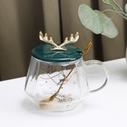 Кружка «Бэмби», 350 мл, с керамической крышкой и ложкой, стекло - Фото 4