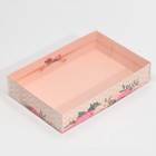Кондитерская упаковка, коробка для макарун с PVC крышкой, «Цветы», 17 х 12 х 3 см - Фото 2