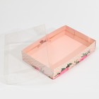 Кондитерская упаковка, коробка для макарун с PVC крышкой, «Цветы», 17 х 12 х 3 см - Фото 3