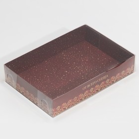 Кондитерская упаковка, коробка для макарун с PVC крышкой, «Вензеля», 17 х 12 х 3 см