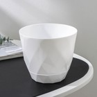 Горшок для цветов с поддоном Laurel, 1.3 л, d=14.5 см, h=12.5 см, пластиковый, белый - Фото 2