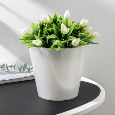 Кашпо для орхидей со вставкой, 1.6 л (1 л), d=16 см, h=14.5 см, белый перламутр