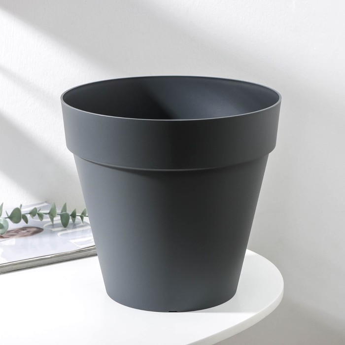 Кашпо для цветов со вставкой Tarragon, 7 л, d=25 см, h=23 см, серое - Фото 1