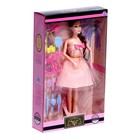 Кукла-модель шарнирная «Виктория», в пышном платье, с набором аксессуаров, цвет розовый - фото 24678396