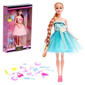 Кукла-модель шарнирная «Виктория», в пышном платье, с набором аксессуаров, цвет бирюзовый