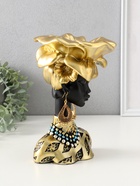 Фигурка-подставка для мелочей «Бюст. Девушка из Африки», полистоун, чёрный с золотом, 23×15×15 см - Фото 2