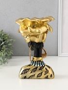 Фигурка-подставка для мелочей «Бюст. Девушка из Африки», полистоун, чёрный с золотом, 23×15×15 см - Фото 3