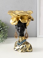 Фигурка-подставка для мелочей «Бюст. Девушка из Африки», полистоун, чёрный с золотом, 23×15×15 см - Фото 4