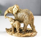 Фигурка полистоун «Слон со слонёнком», под золото, 9.5×7.5×11.5 см - фото 22635875