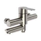 Смеситель для ванны ZEIN ZS5, короткий излив, с душевым набором, нержавеющая сталь, сатин - Фото 5