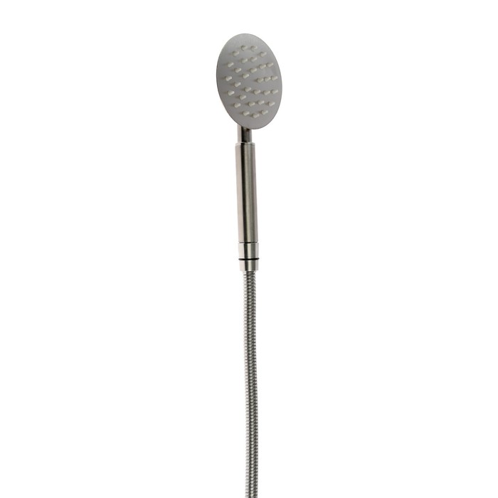 Смеситель для ванны ZEIN ZS5, короткий излив, с душевым набором, нержавеющая сталь, сатин - фото 18554337