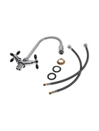 Смеситель для кухни ZEIN ZC2029, гибкий излив, кран-букса латунь 1/2", черный/хром - Фото 7