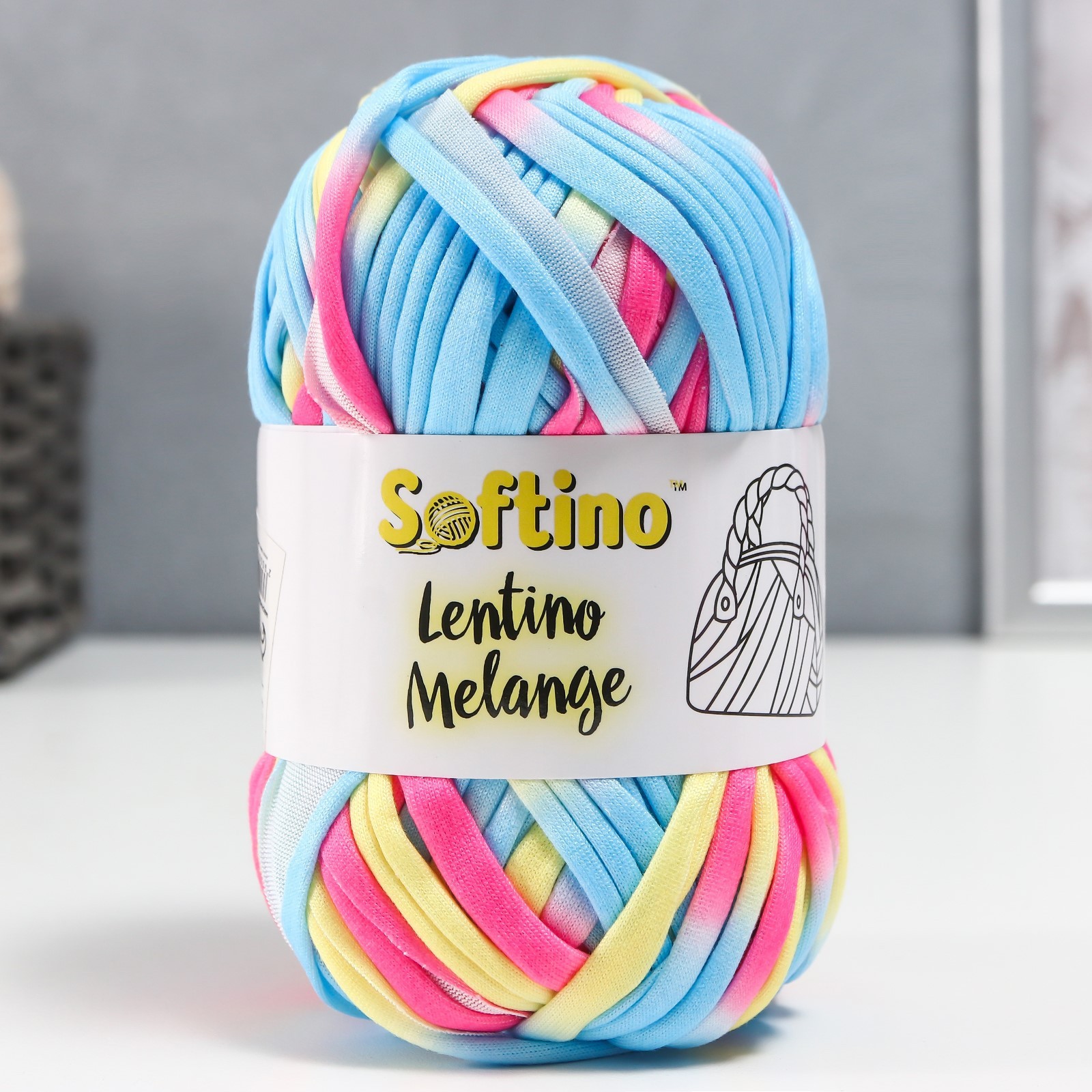 Пряжа трикотажная 95% хлопок, 5% эластан "Lentino Melange" 100 гр 30 м ...