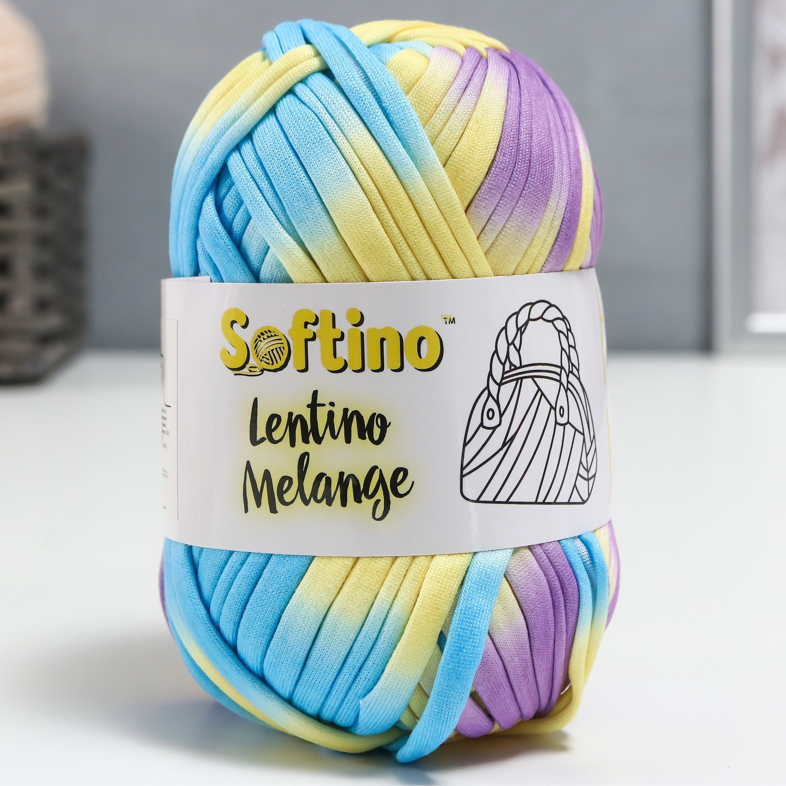 Пряжа трикотажная 95% хлопок, 5% эластан "Lentino Melange" 100 гр 30 м ...