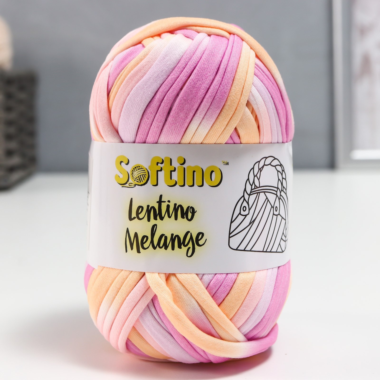 Пряжа трикотажная 95% хлопок, 5% эластан "Lentino Melange" 100 гр 30 м ...