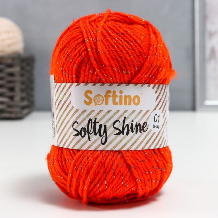 Пряжа 70% акрил, 30% шёлк "Softy Shine" 50 гр 85 м цвет 06 апельсин - Фото 1
